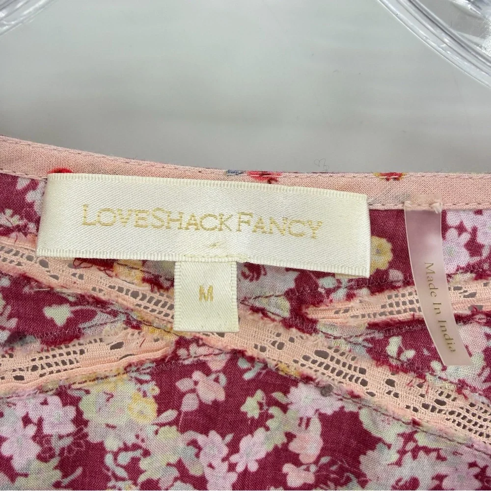 Love Shack Fancy Morrison Top Blouse Cotton Spiced Apple Red Size M